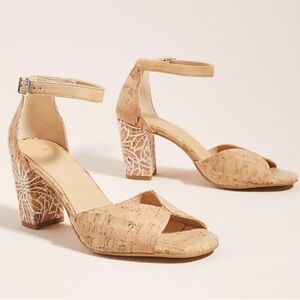 Anthropologie Soren Embroidered Heeled Cork Sandals NEW-NO BOX EU40/US9.5*